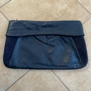 Vintage Navy Blue Leather Clutch